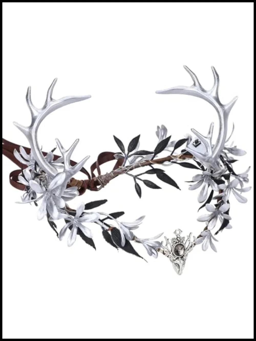 Light Up Fairy Crown Silver Antler Headpiece Elf Floral Circlet Woodland